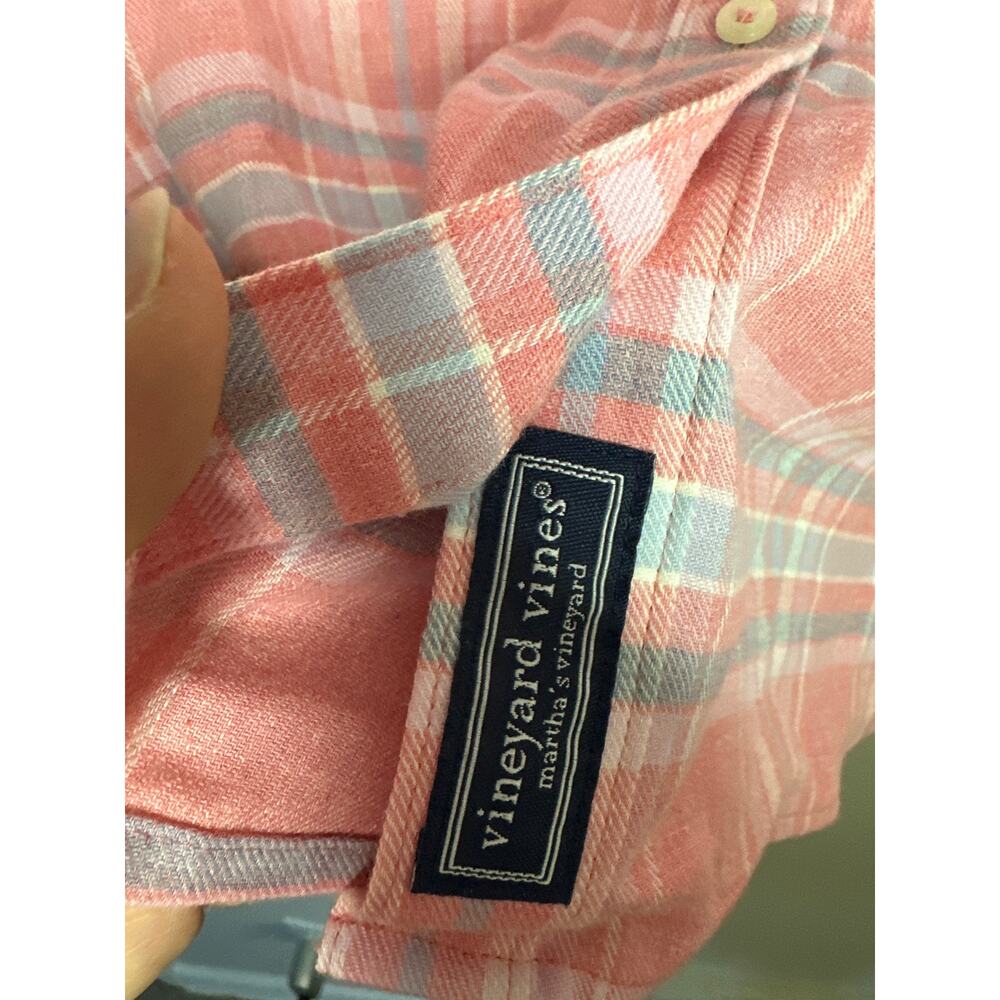 Vineyard Vines Pink Plaid Button Down Flannel Shirt Size 6 - Picture 3 of 7